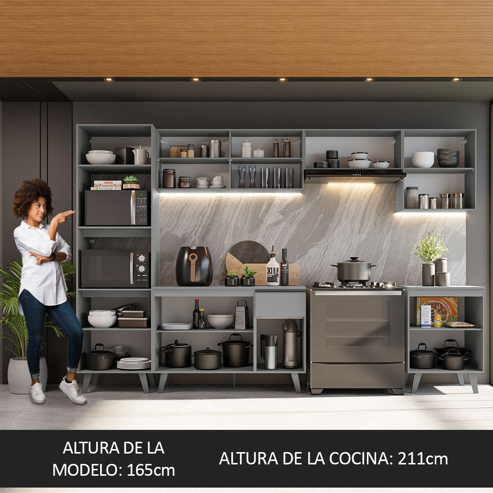 Combo Completo de Cocina 320 cm Gris Nice Madesa 01