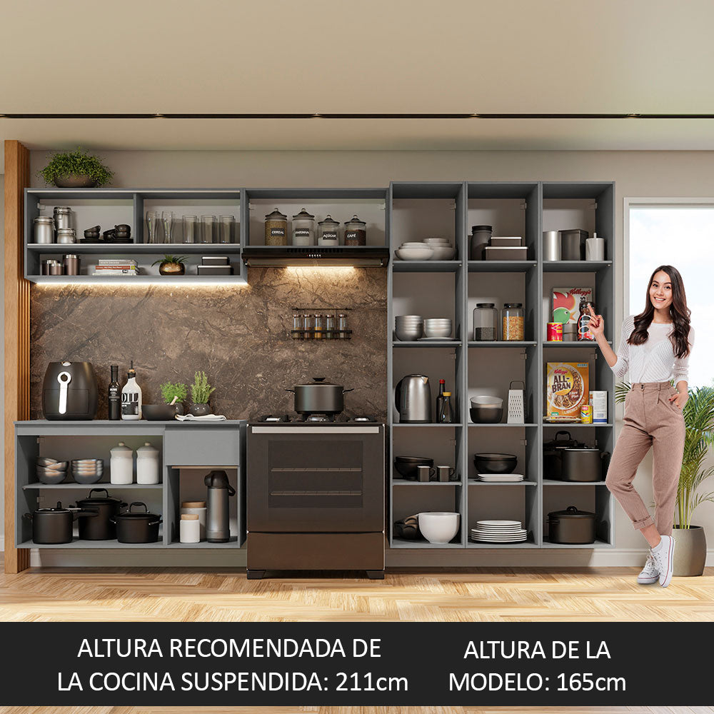 Combo Completo de Cocina Flotante 320 cm Gris Nice Madesa 04