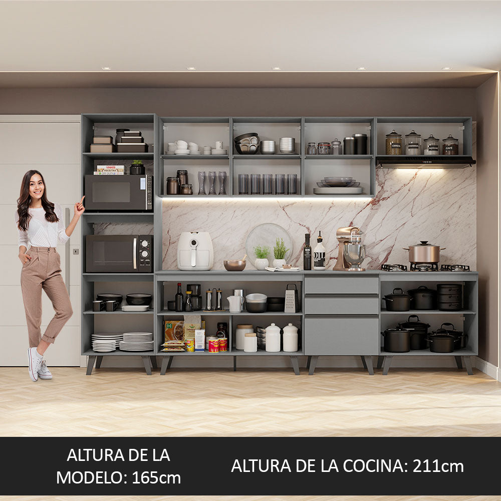 Combo Completo de Cocina 320 cm Gris Nice Madesa 06
