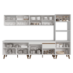 Combo Completo de Cocina 310 cm 11 Puertas 1 Cajón con Mueble para Horno y Microondas Blanco Pieta Madesa
