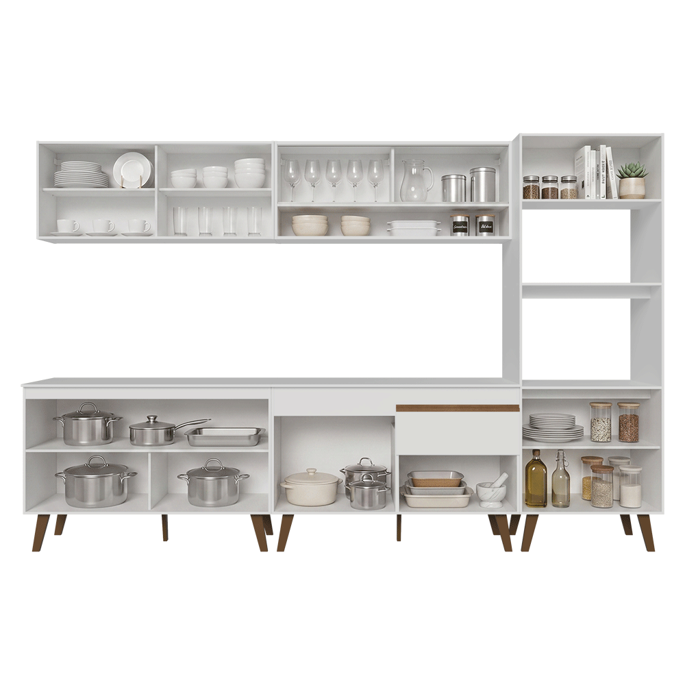 Mueble de Cocina Completa Pieta 310 cm 11 Puertas 1 Cajón (Con Mesada) Blanco 02 Madesa