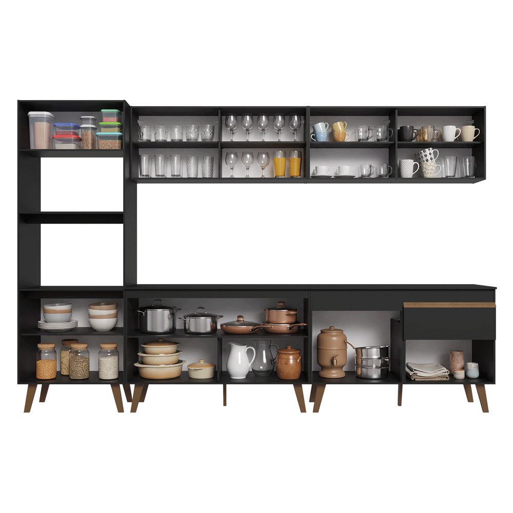 Cocina Compacta 310 cm Negro Pieta Madesa
