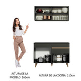 Mueble de Cocina Reims Madesa con Alacena y Bajo Mesada 120 cm 2 Puertas 1 Cajón Negro