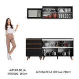 Combo de Cocina Compacta 180cm Negro Reims Madesa 01