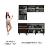 Cocina Compacta 180 cm Reims Negro 01
