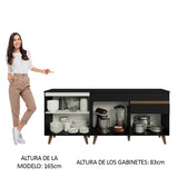 Kit de 2 Bajo Mesada de Cocina 4 Puertas 1 Cajón (Con Tapa) Reims Negro