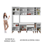 Combo Completo de Cocina 235 cm 8 Puertas 1 Cajón con Mueble para Horno o Microondas Blanco Reims Madesa