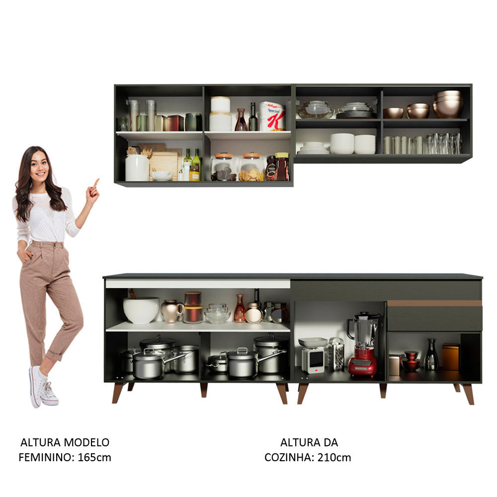 Combo completo de Cocina 240cm Negro Reims Madesa 01
