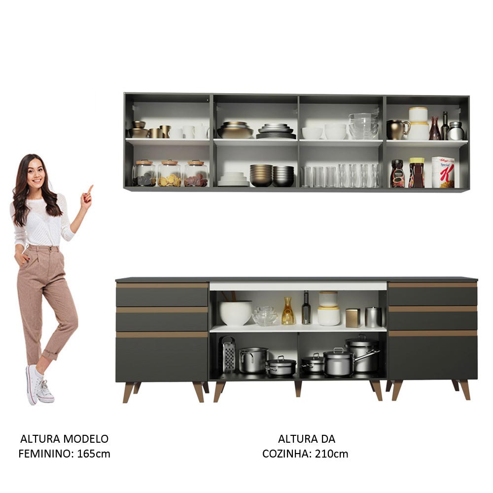 Combo completo de Cocina Madesa Reims 240cm Negro