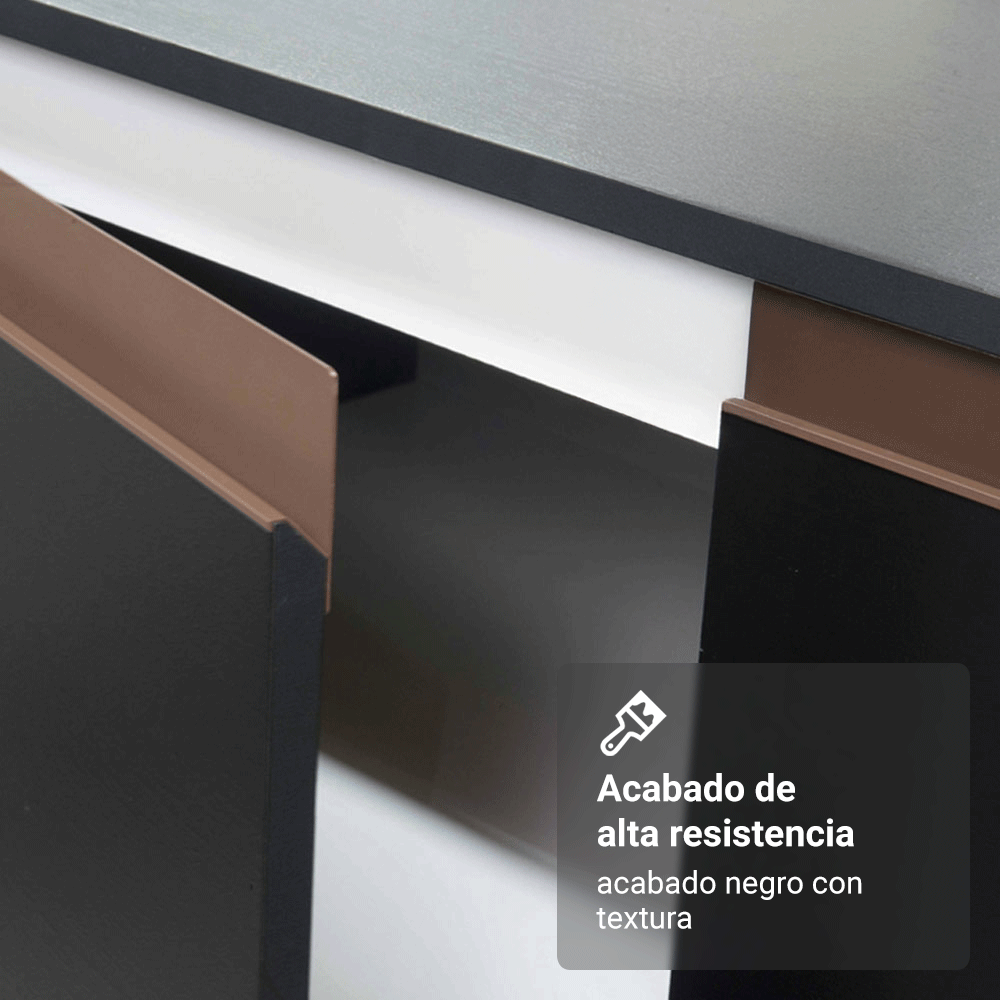 Cocina Compacta 240 cm 2 Puertas 6 Cajones Negro Reims Madesa