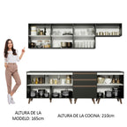 Combo Completo de Cocina 250 cm 8 Puertas 3 Cajones Negro Reims Madesa