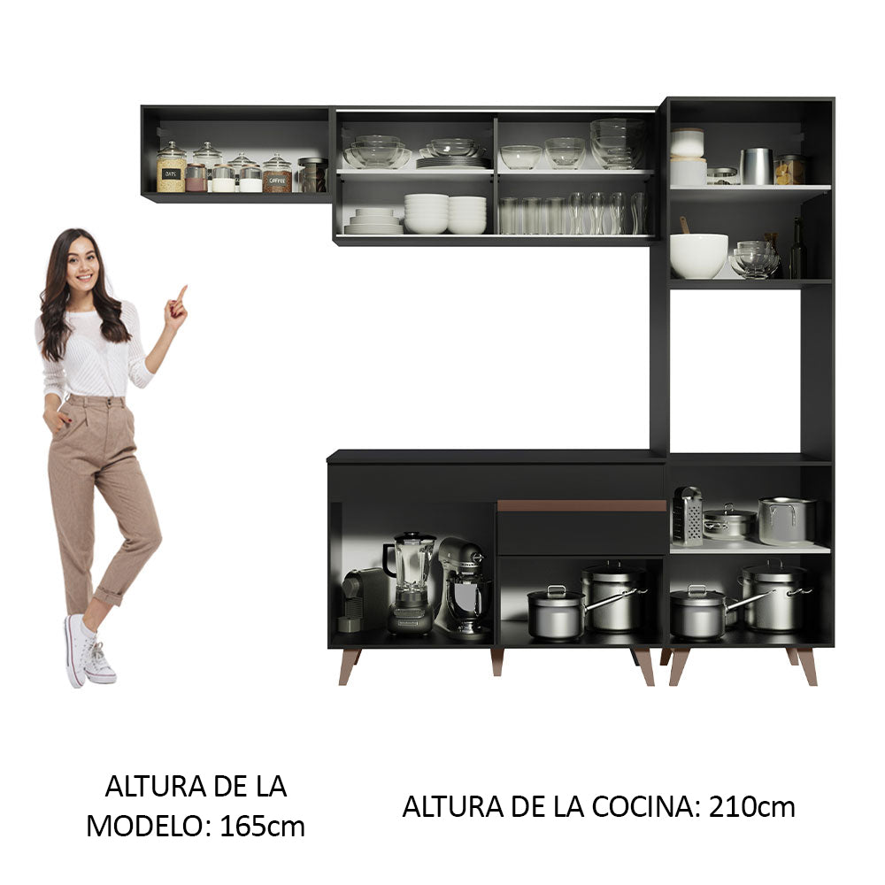 Combo completo de Cocina 250cm Negro Reims Madesa 03