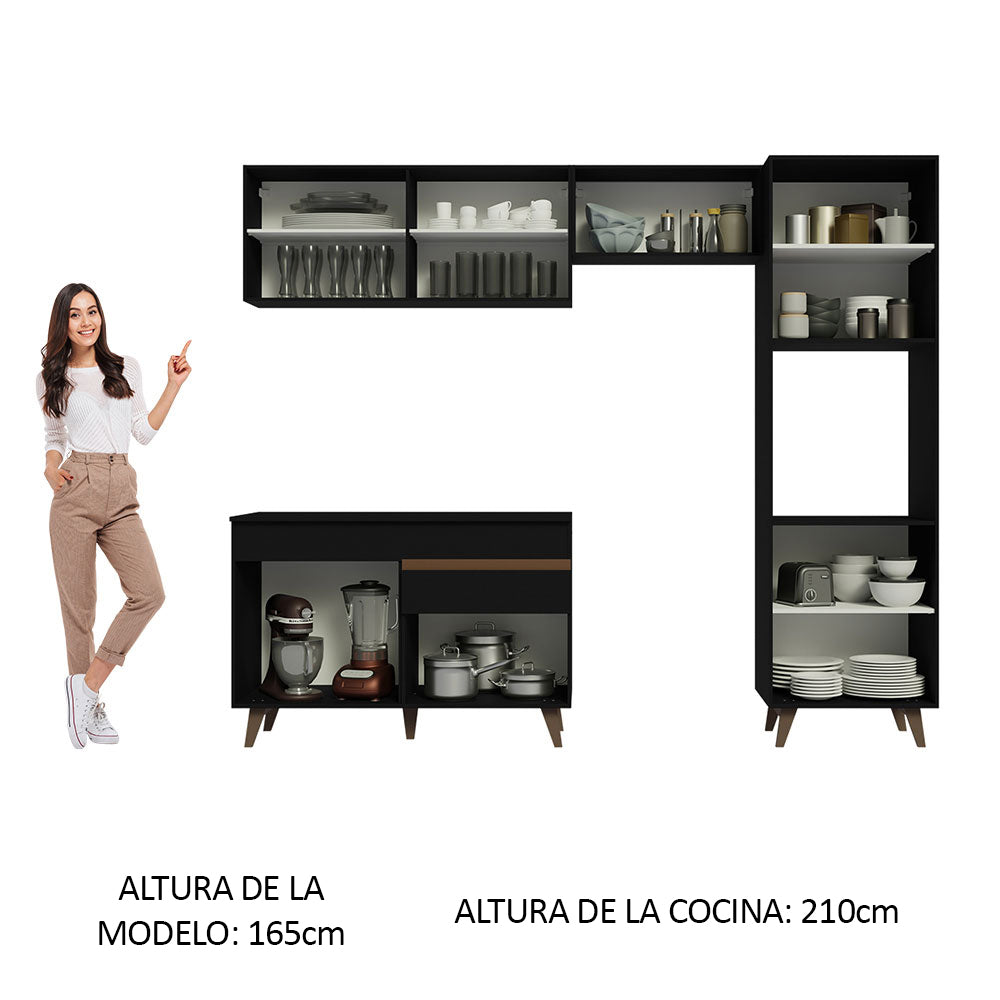 Combo completo de Cocina 250cm Negro Reims Madesa 06