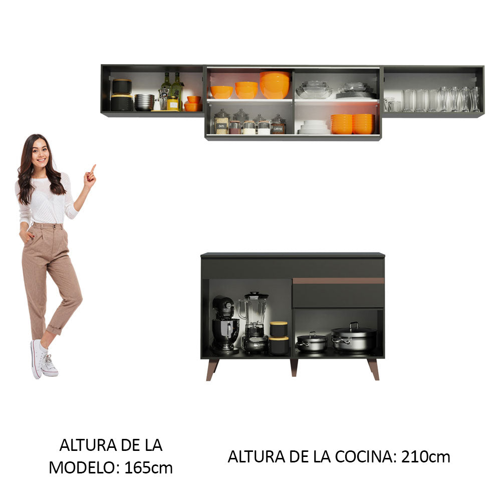 Combo completo de Cocina 260cm Negro Madesa 03