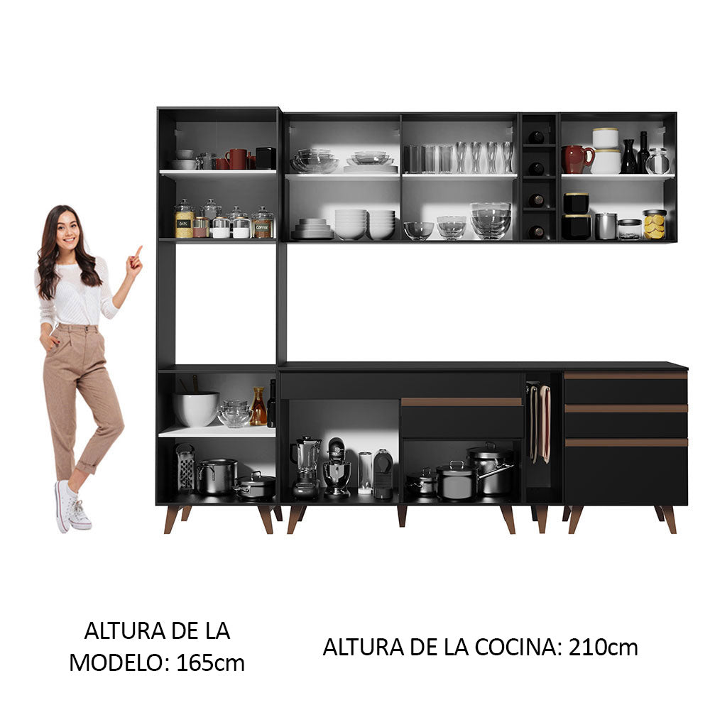Combo completo de Cocina 260cm Negro Reims Madesa 05