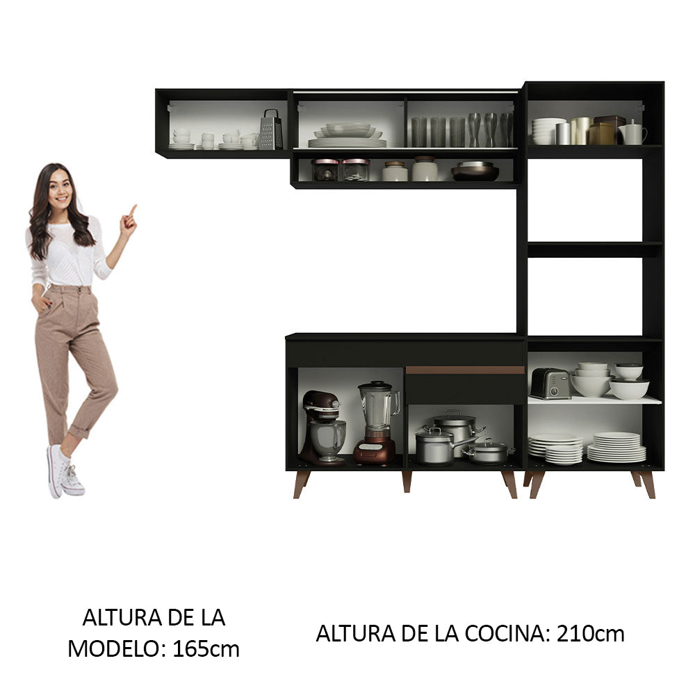 Combo completo de Cocina 260cm Negro Reims Madesa 07