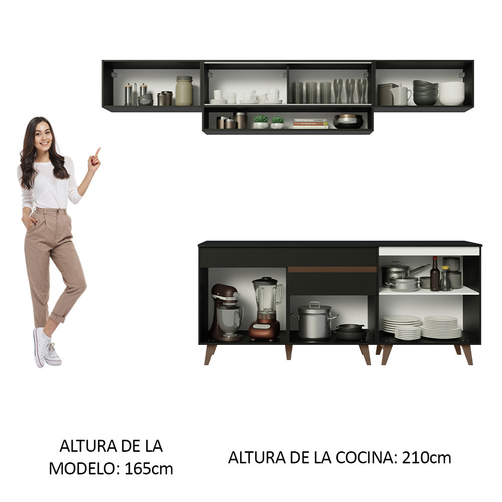 Combo completo de Cocina 260cm Negro Reims Madesa 11