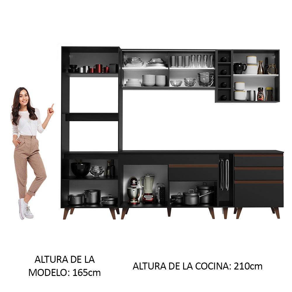 Combo completo de Cocina 270cm Negro Reims Madesa 01