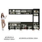 Combo Completo de Cocina 300 cm 10 Puertas 1 Cajón con Mueble para Horno o Microondas Negro Reims Madesa 02