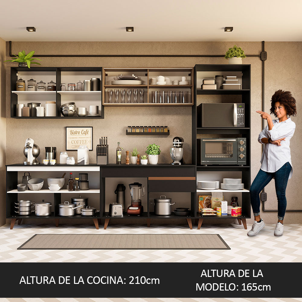 Combo completo de Cocina Madesa Reims 310cm Negro/Marrón 01
