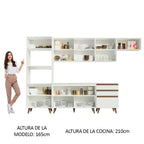 Combo Completo de Cocina 320 cm 9 Puertas 3 Cajones con Mueble para Horno y Microondas Blanco Reims Madesa