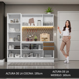 Cocina Compacta 100% MDF 170 cm Blanco/Marrón/Crema Smart Madesa 01