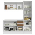 Cocina Compacta 170 cm 100% MDF Blanco/Marrón/Crema Smart Madesa