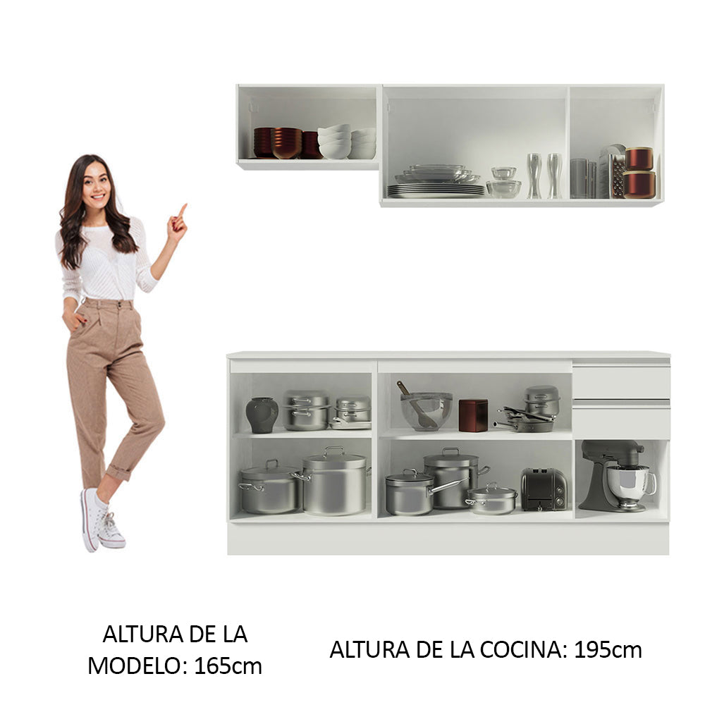 Cocina Compacta 100% MDF 180 cm Blanco Smart Madesa 01