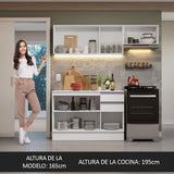 Cocina Compacta Smart 100% MDF 180 cm 7 Puertas 2 Cajones (Con Mesada) Blanco 02 Madesa