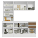 Cocina Compacta 180 cm Smart 100% MDF Blanco/Marrón/Crema 03