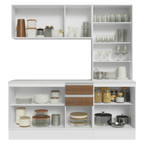 Cocina Compacta 180 cm 100% MDF Blanco/Marrón/Crema Smart Madesa