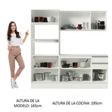 Cocina Compacta 100% MDF 190 cm Frentes Blanco Smart Madesa 01