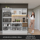 Cocina Compacta 100% MDF 190 cm Blanco/Marrón/Crema Smart Madesa 01