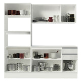 Cocina Compacta Smart 100% MDF Puertas Brillante XP 190 cm 9 Puertas 2 Cajones (Con Mesada) Blanco Madesa