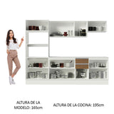 Combo Completo de Cocina 100% MDF 250 cm Blanco/Marrón/Crema Smart Madesa 01
