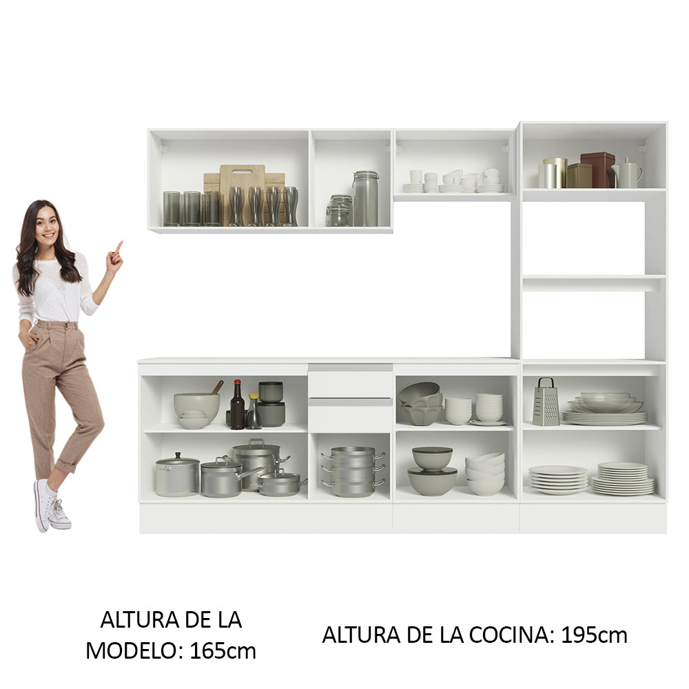Combo Completo de Cocina 100% MDF 250 cm Blanco Smart Madesa 02