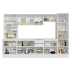 Combo Completo de Cocina 290 cm 15 Puertas 2 Cajones 100% MDF con Cristalero Blanco Smart Madesa