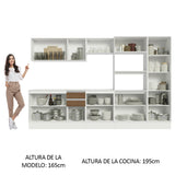 Combo Completo de Cocina 100% MDF 300 cm Blanco/Marrón/Crema Smart Madesa 02