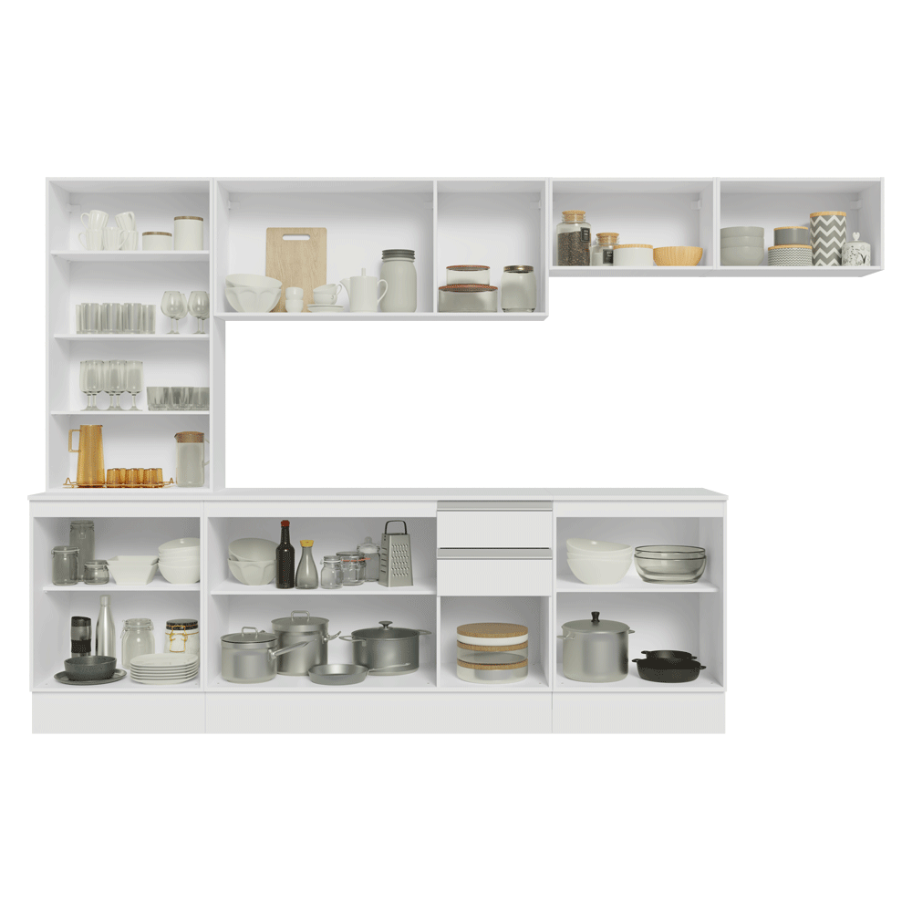 Combo Completo de Cocina 100% MDF 300 cm Blanco Smart Madesa 04