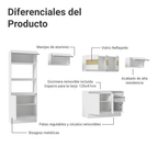 Combo Completo de Cocina 310 cm 11 Puertas 2 Cajones 100% MDF con Mueble para Horno y Microondas Blanco Smart Madesa
