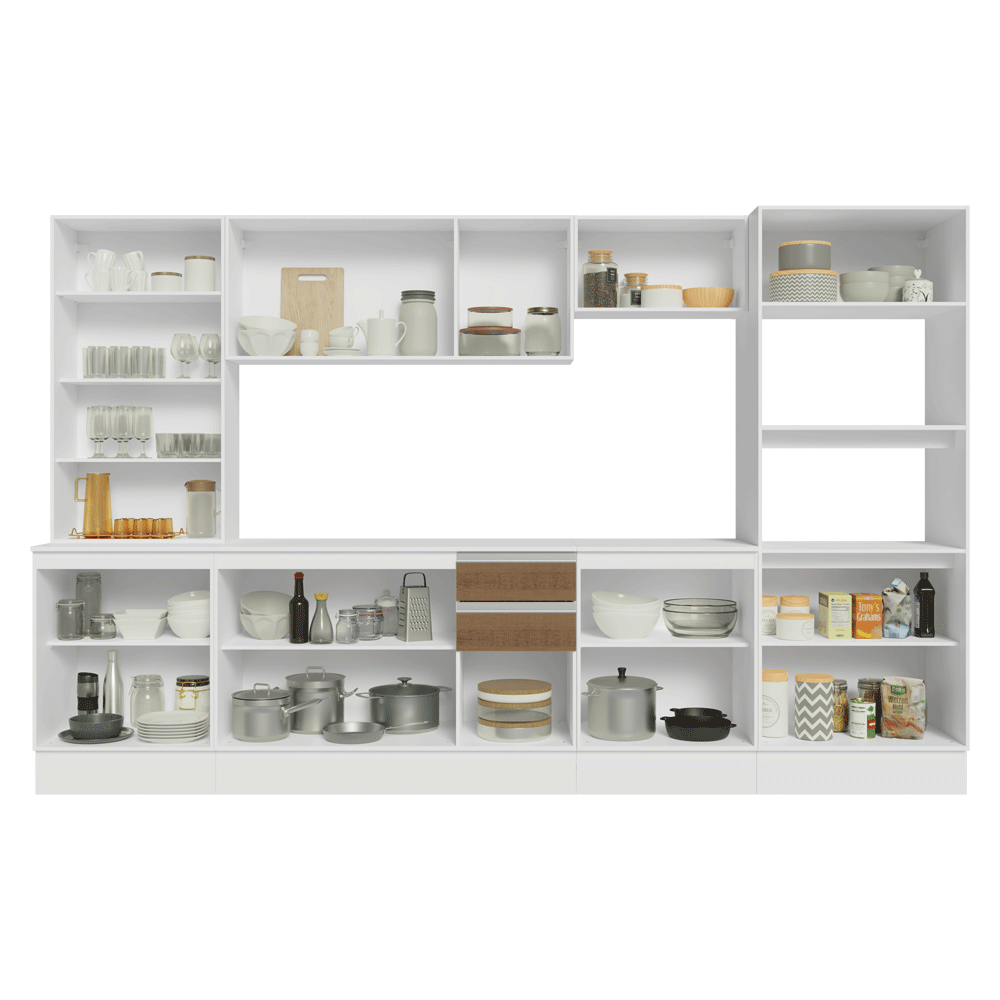 Combo de Cocina 310 cm Smart 100% MDF Blanco/Marrón/Crema 03