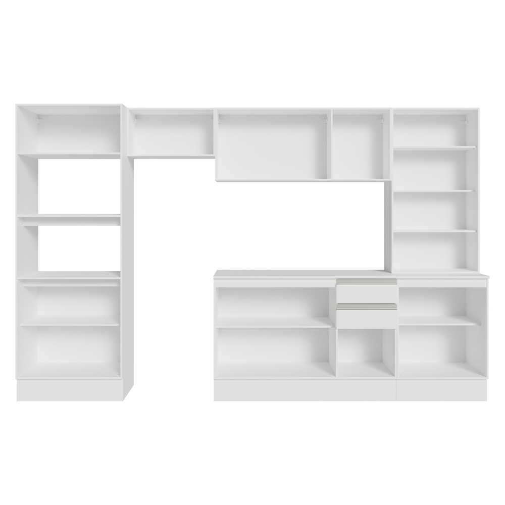 Combo completo de Cocina Smart 100% MDF 310 cm 14 Puertas 2 Cajones (Con Mesada) Blanco Madesa