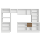 Combo completo de Cocina Smart 100% MDF 310 cm 14 Puertas 3 Cajones (Con Mesada) Blanco/Marrón/Crema Madesa