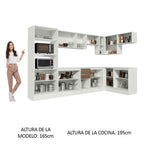 Combo completo de Cocina Esquinera 448 cm 17 Puertas 2 Cajones 100% MDF Blanco/Marrón/Crema Smart Madesa