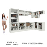 Combo Completo de Cocina Esquinera 100% MDF 448 cm Blanco/Marrón/Crema Smart Madesa 01