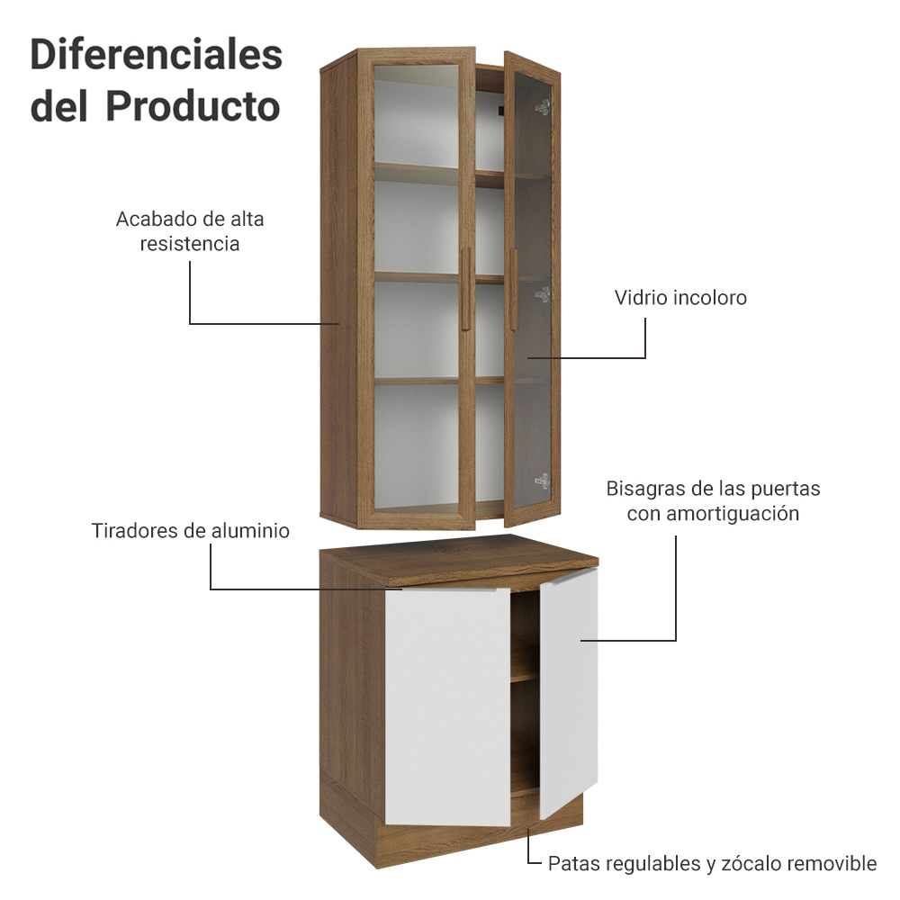 Kit Bajo Mesada con Cristalero Madesa Stella 70cm MB