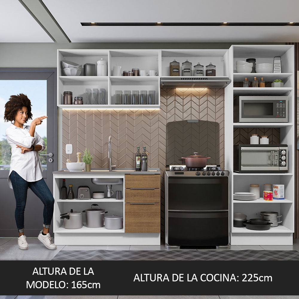 Combo Completo de Cocina 270 cm Blanco/Marrón Stella Madesa 05
