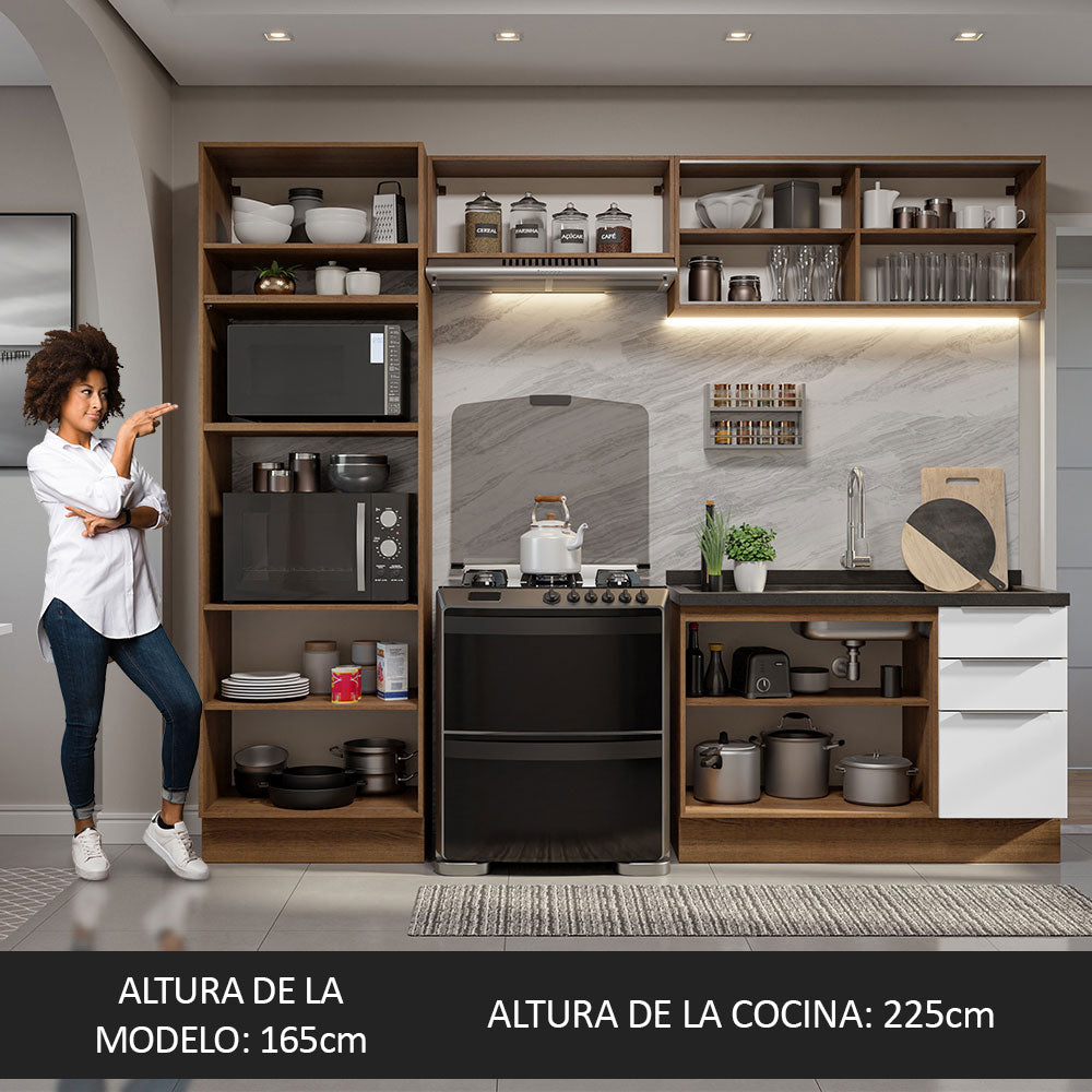 Combo Completo de Cocina 270 cm Marrón/Blanco Stella Madesa 06