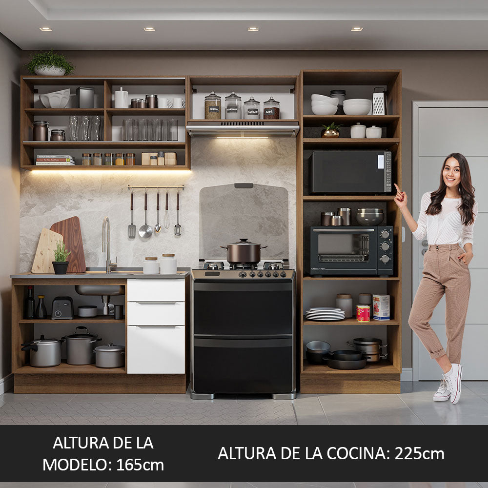 Combo Completo de Cocina 270 cm Marrón/Blanco Stella Madesa 07