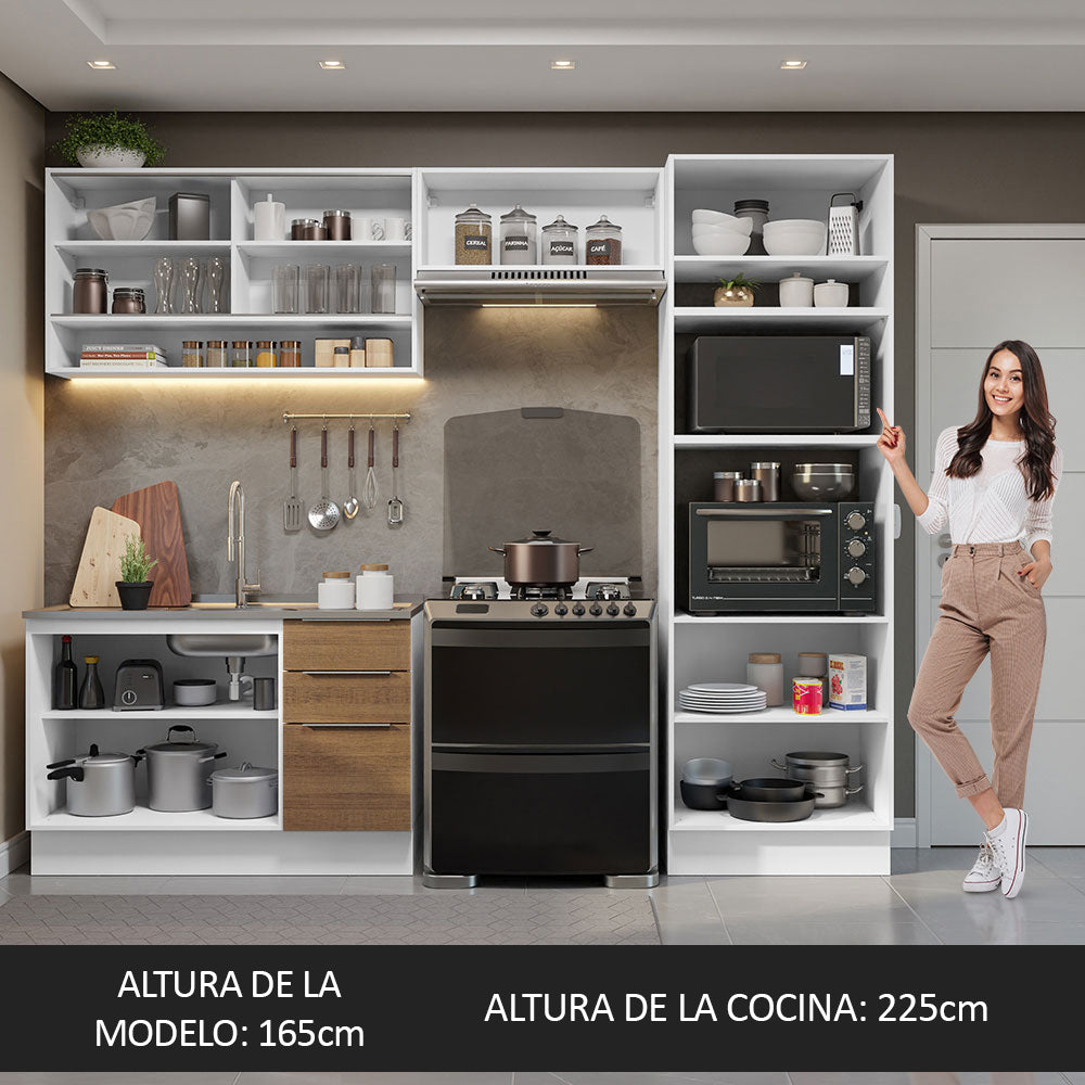 Combo Completo de Cocina 270 cm Blanco/Marrón Stella Madesa 07